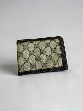 GUCCI Vintage Mens Brown Logo Bi Fold Wallet